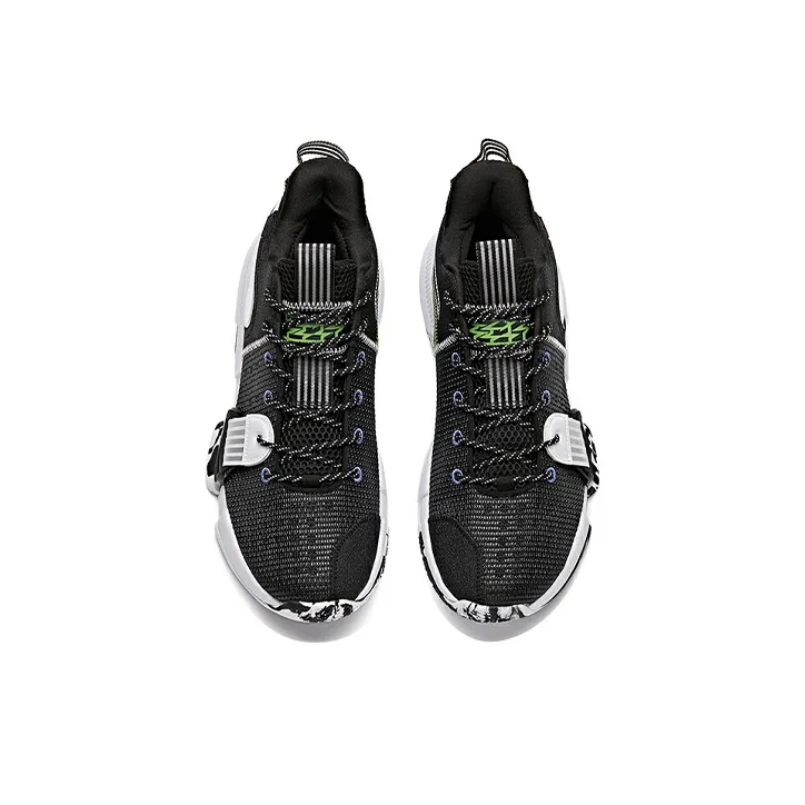 Anta Craze 2 Cushioning, Wear Resistant Low Top Basketball Shoes Men's Black White-2