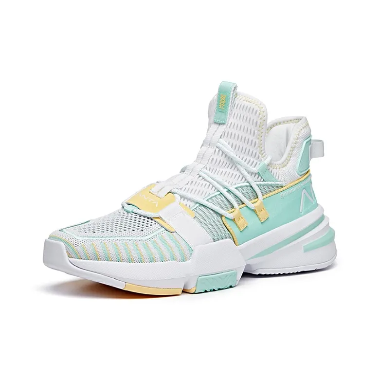 Anta Craze 1 Mid Top Performance Basketball Shoes Men's White Green-1