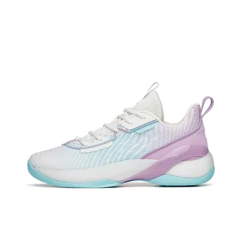 Anta Light Cavalry 7 Durable Breathable Low Top Basketball Shoes White Blue Purple