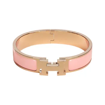HERMES Enamel Bangles Women's Pink/Rose Gold