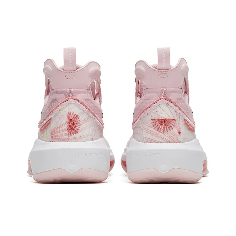 Anta KT8 520 Slip-Resistant Cushioning Wear-Resistant High-Top Performance Basketball Shoes Pink White-3