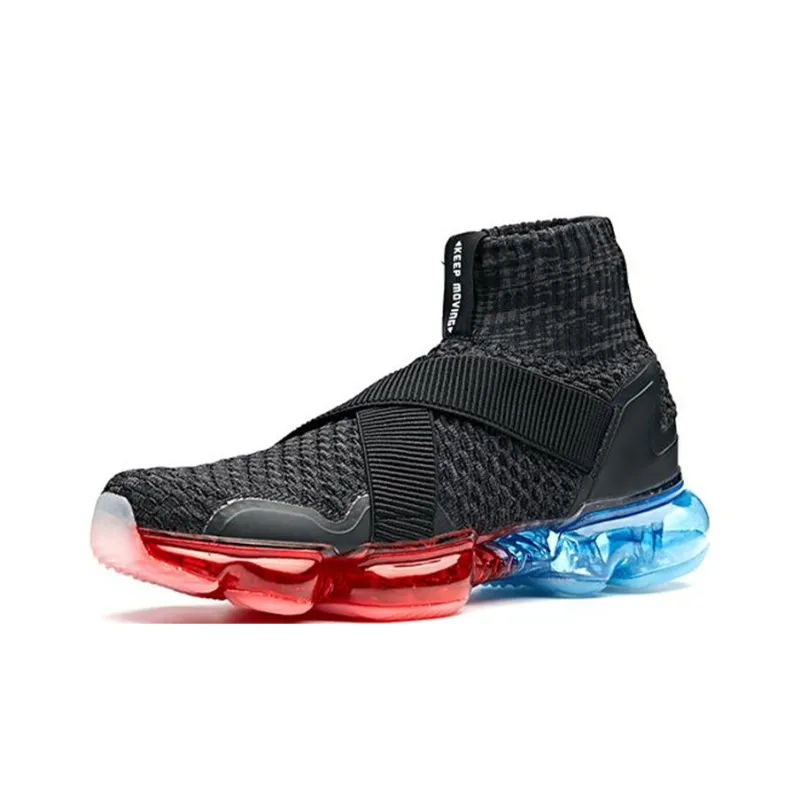 Anta SEEED Stream Glow Cushioned Slip Resistant High Top Casual Shoes Men's Black Red Blue-2