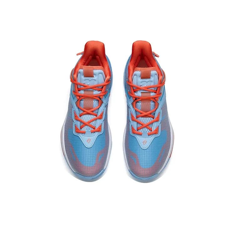 ANTA Swoosh 2.0 Basketball Shoes Men Low Top Waterfall Blue/Carthamus Orange-3