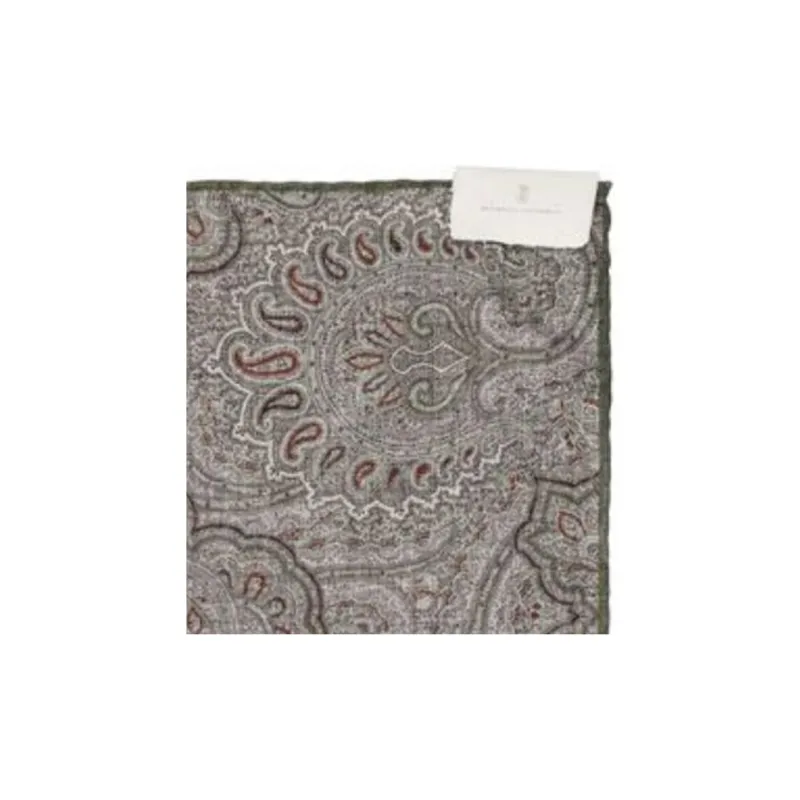 Brunello Cucinelli Logo Patch Graphic Printed Pocket Square-2