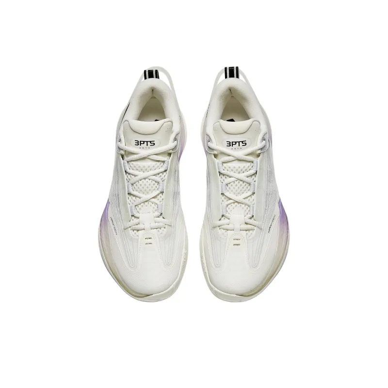 Anta Three point Rain1.0 Cushioned Slip Resistant Low Top Basketball Shoes Men's White Purple-3