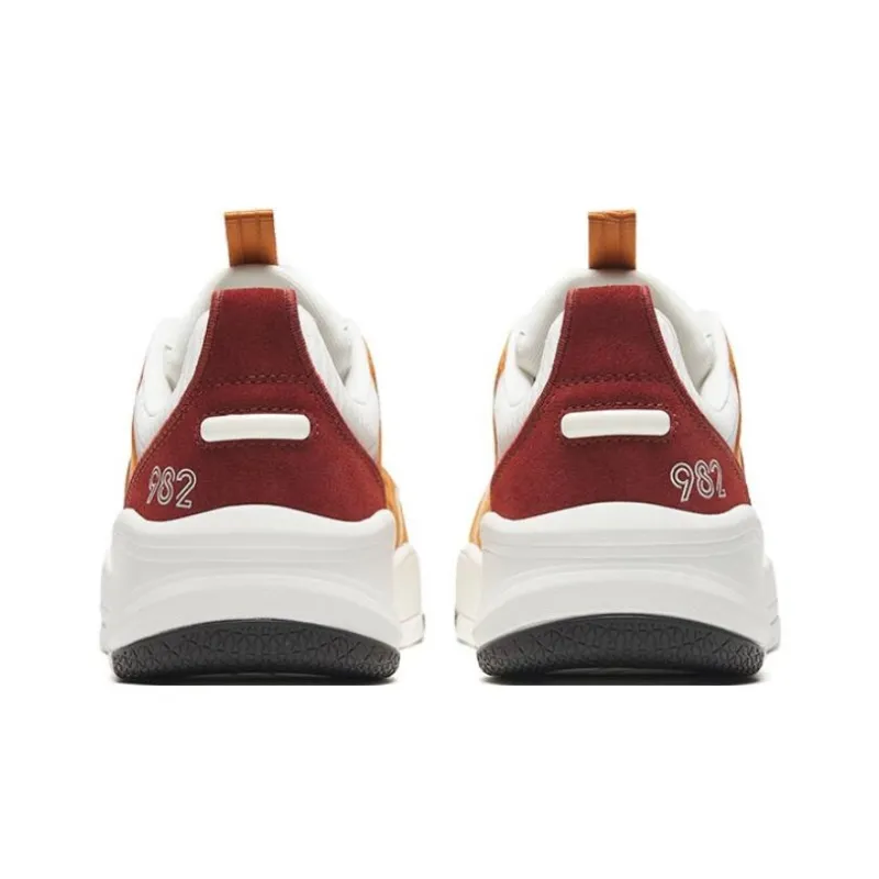 Anta 982EVO Anti Slip Wear Resistant Low Top Skateboard Shoes Men's White Brown Red-3
