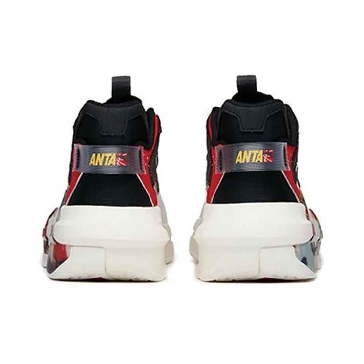 Anta Bastard Coverage Slip Resistant Warm Low Top Skateboard Shoes Women's White Black Red-4