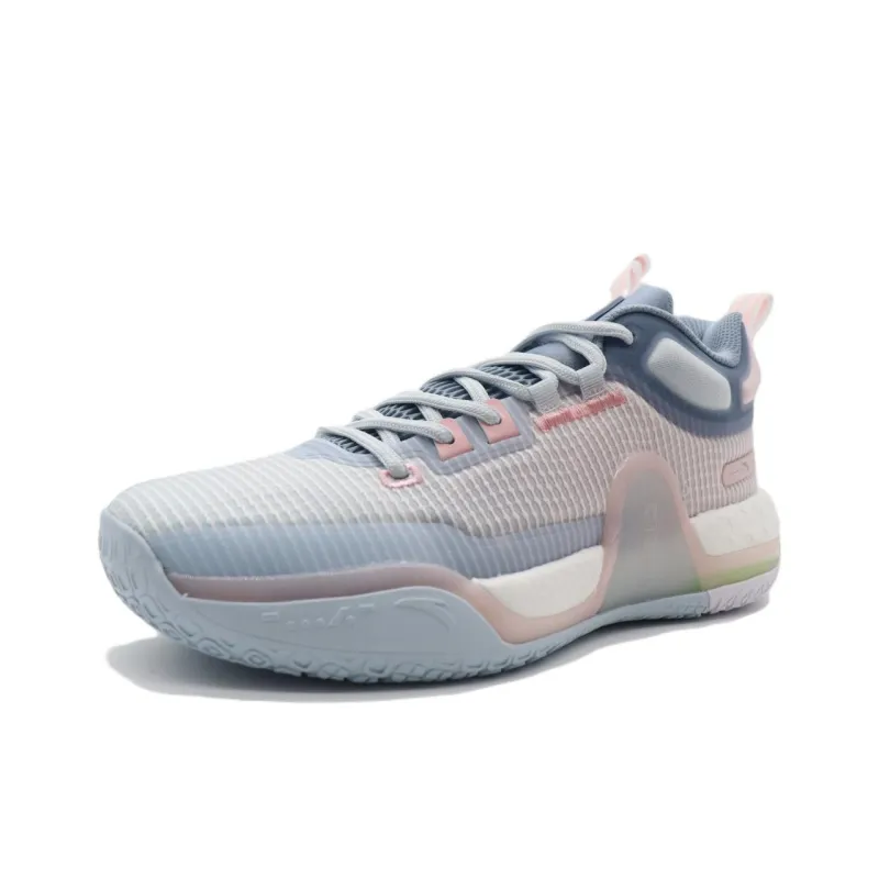 Anta Bastard Cushioning Anti Slip And Wear Resistant Mid Top Basketball Shoes Blue Pink-2