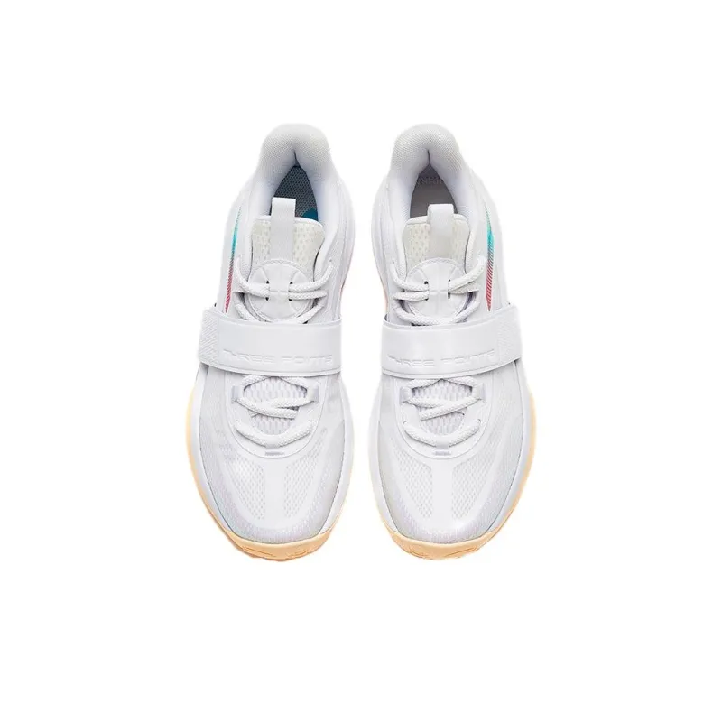 Anta Sanfenyu Lite Anti Slip Wear Resistant Low Top Basketball Shoes Men's White Yellow-2
