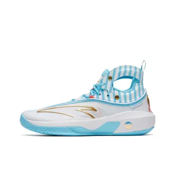 Anta KT8 Sailor Soup Cushioning Anti Slip And Wear Resistant High Top Performance Basketball Shoes White Blue