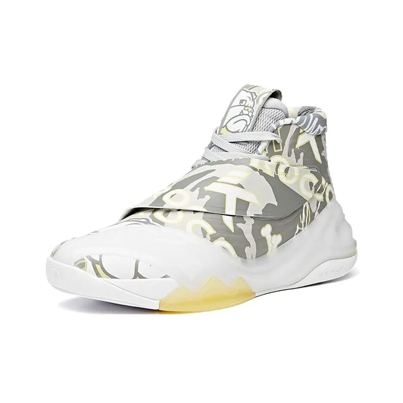 Anta KT6 Cushioning Coverage Support High Top Basketball Shoes Men's Gray White Yellow-2