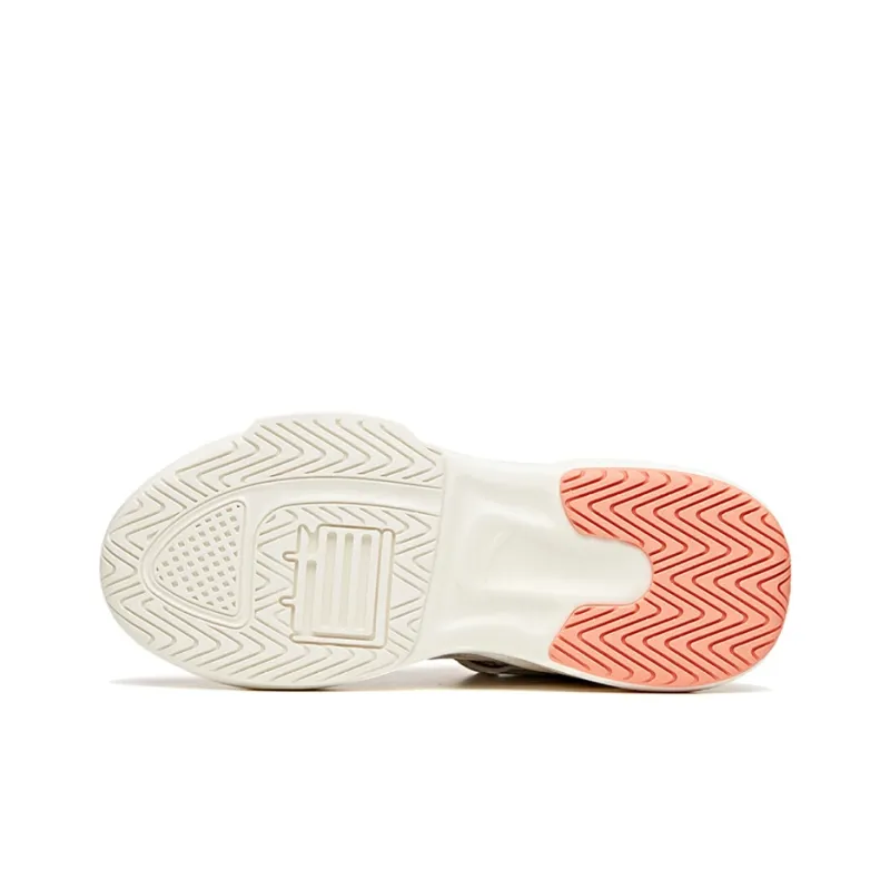 Anta Bastard Slip Resistant Cushioning Wear Resistant Mid Top Skateboard Shoes Women's Lotus Gray White-3