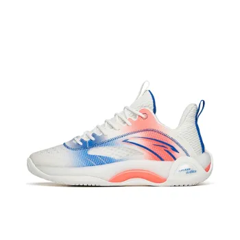 Anta Cement Bubble 2.0 Cushioned Slip Resistant Low Top Performance Basketball Shoes White Blue Red Hot Orange
