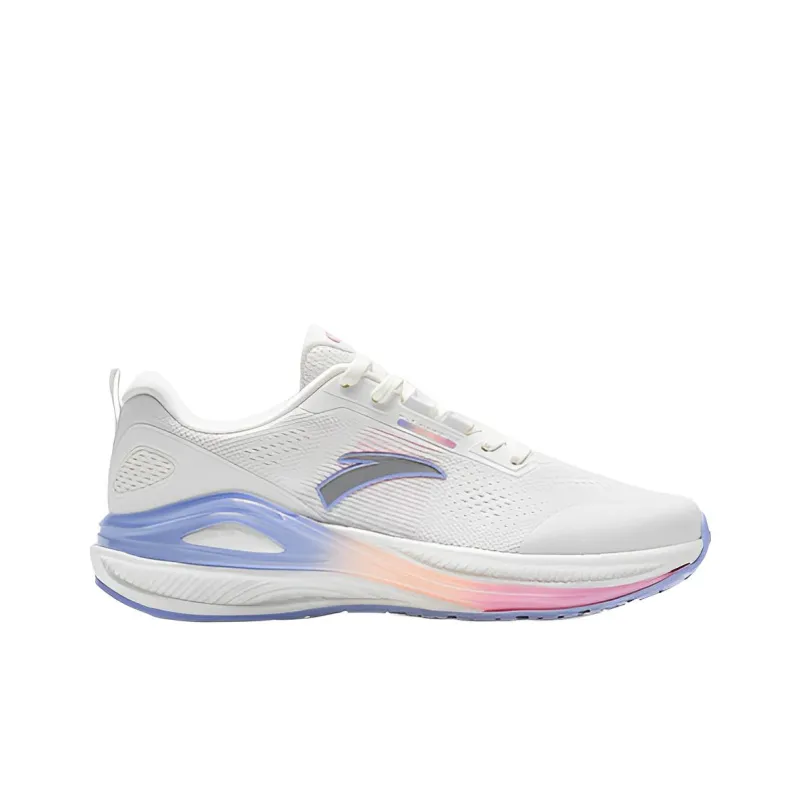 Anta C100 Cushioned Slip Resistant Low Top Running Shoes Women's Papyrus White Silver-1