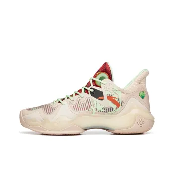 Anta Shock Wave 4 Wear Resistant Slip Resistant Low Top Performance Basketball Shoes Men's Brown Green