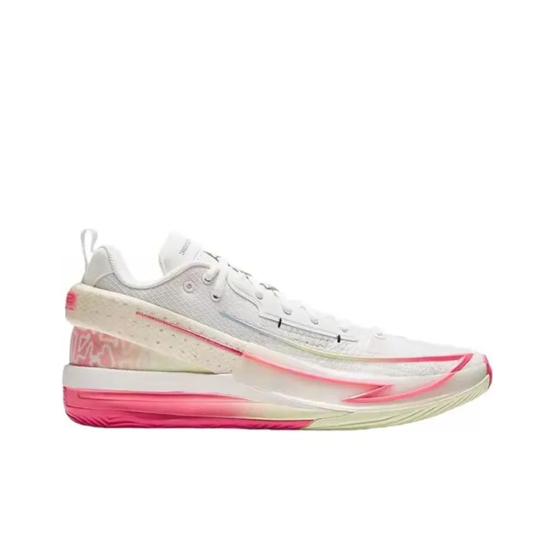 Anta Fengmang 1 Cushioning Wear Resistant Low Top Basketball Shoes Men's White Red-1