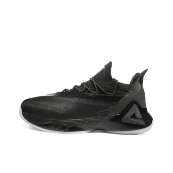 PEAK Parker Seven Non slip Lightweight Mid Top Basketball Shoes Men's Pure Black