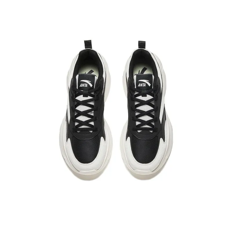 Anta Chaobai Gz Cushioning Anti Slip And Wear Resistant Low Top Casual Shoes Men's White Black-2