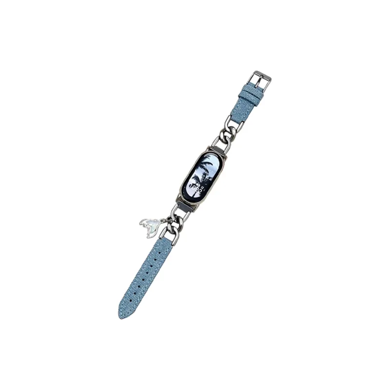 Yu Qing Xiaomi Compatibility Watch Band 180mm Stainless Steel Denim, Leather Material-0