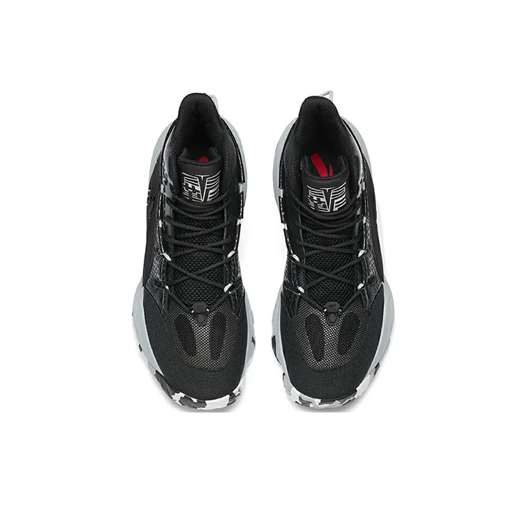 Anta Bastard Cushioning, Slip Resistant, And Abrasion Resistant High Top Vintage Basketball Shoes Men's Black Gray-2