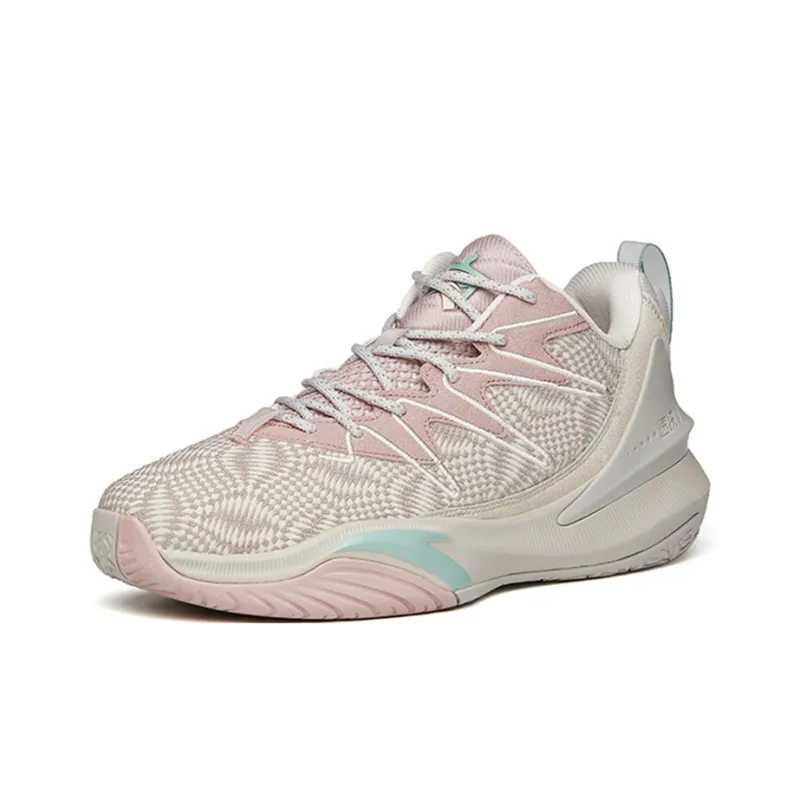 Anta The Dagger 5 Cushioning Anti-Slip And Wear-Resistant Low-Top Basketball Shoes Gray Pink Gray-2