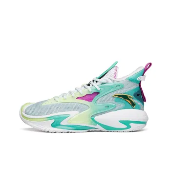 Anta Berserk 3 Durable Breathable Mid Top Basketball Shoes White Green