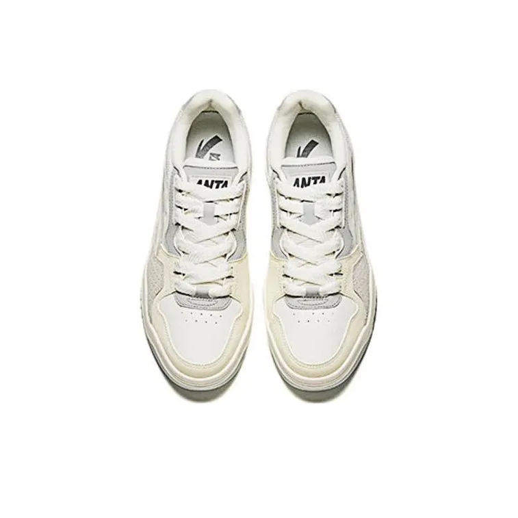 Anta Slam Anti Slip Wear Resistant Low Top Skateboard Shoes Men's White Gray-2