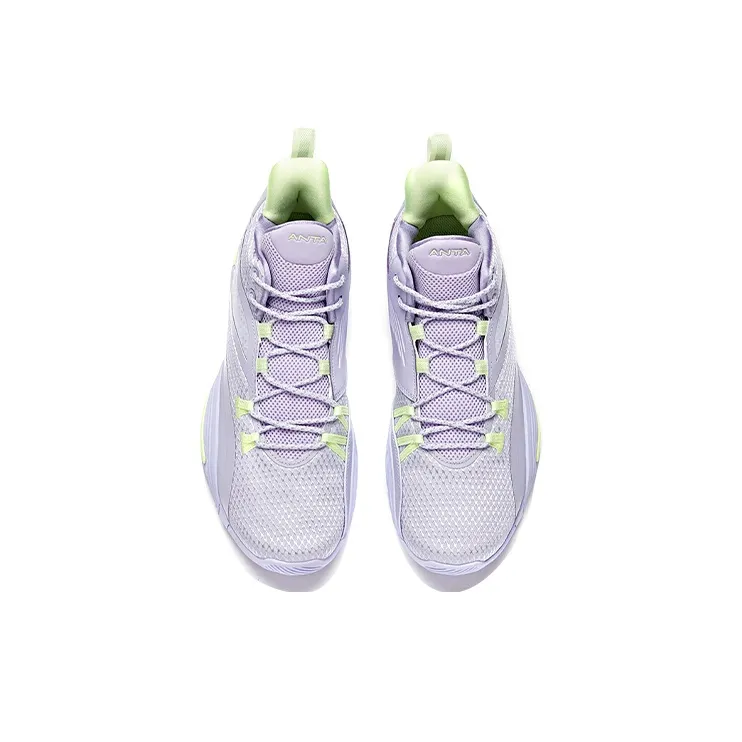 ANTA UFO3.0 Basketball Shoes Men Mid Top Light Purple/Sprout Green-2