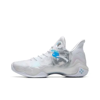 Anta Shock Wave 4 Cushioning Anti Slip And Wear Resistant Coverage Support Low Top Basketball Shoes Men's White