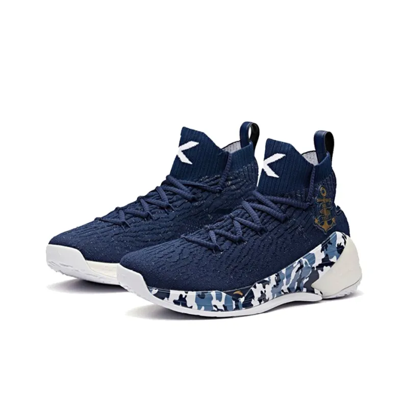 Anta KT4 KT 4th Generation Calm Water Runs Deep Sailor Non-slip Lightweight High-Top Basketball Shoes Blue-1