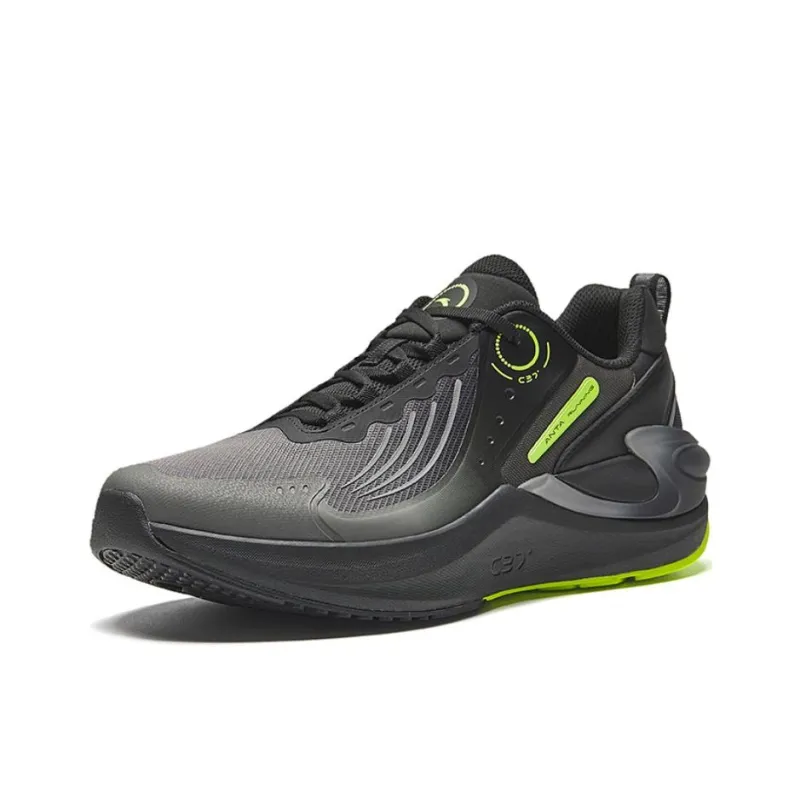 Anta C37+ Cushioning Rebound Low Top Running Shoes Men's Black Green-1