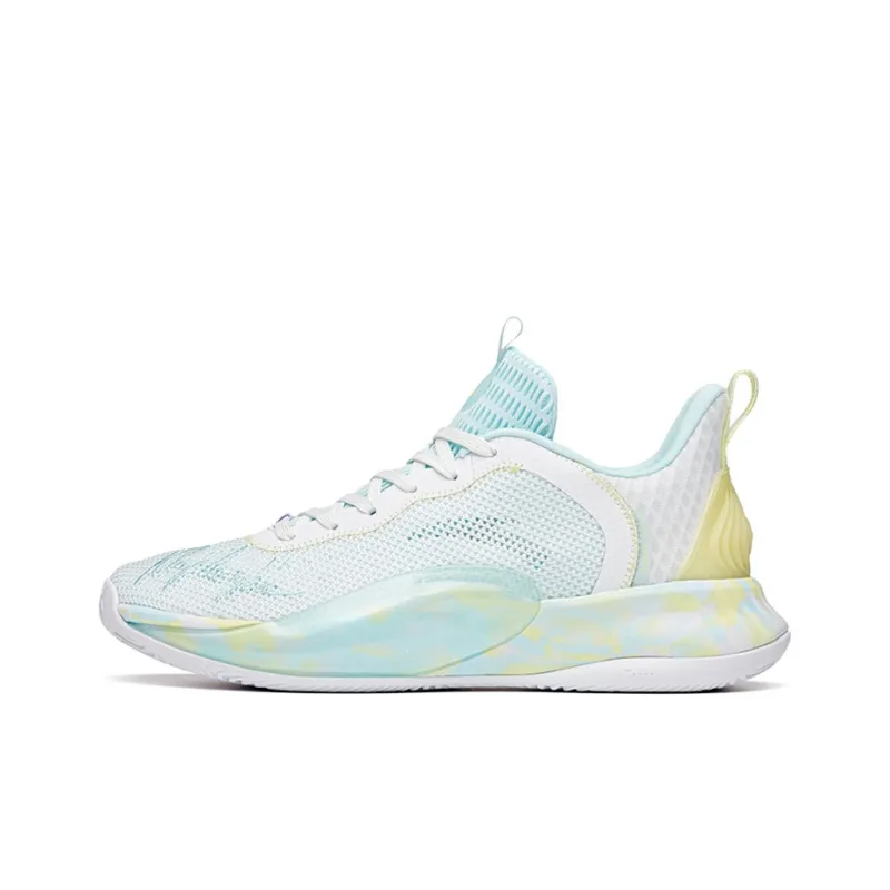 Anta Light Cavalry 6 Anti-Slip Wear-Resistant Low-Top Basketball Shoes White Blue Green-0