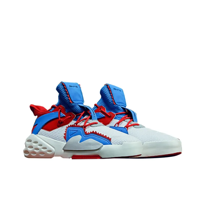 Anta Bastard Durable Breathable Full Coverage Lightweight Mid-Top Casual Shoes Men's Red Blue-2