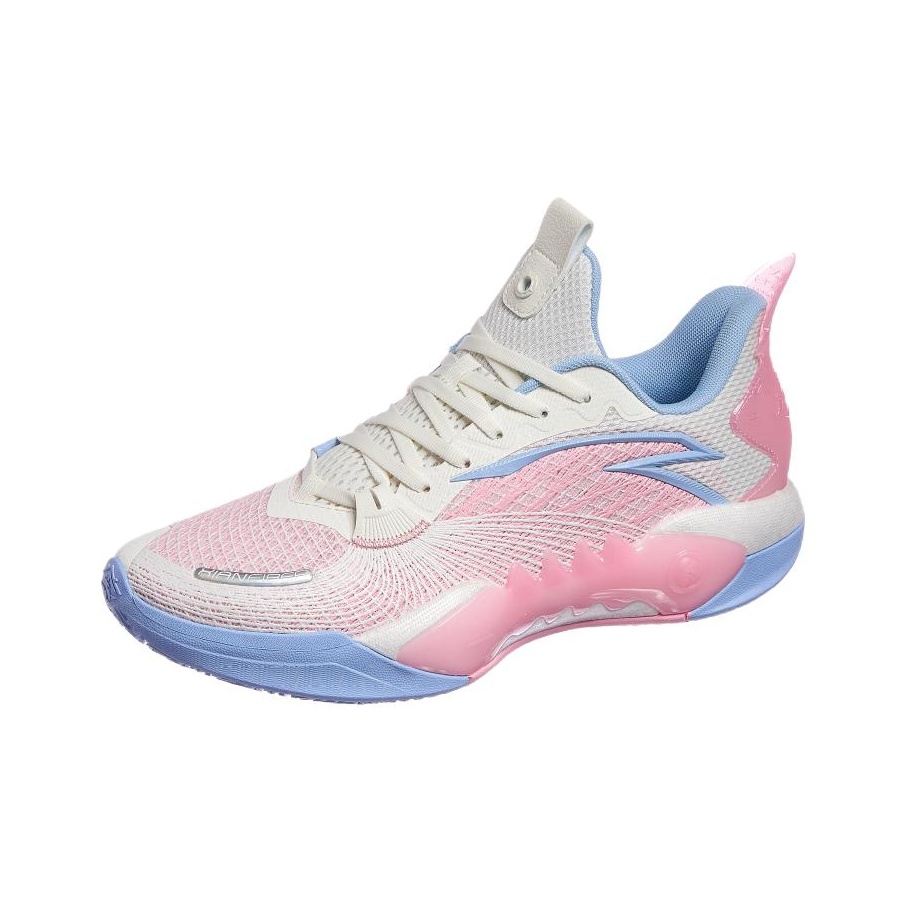 ANTA Shock Wave 5 Basketball Shoes Men Low-Top White Pink - POIZON