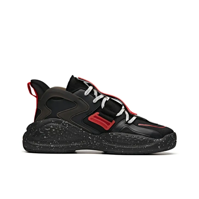 Anta Bastard Cushioned Slip Resistant Low Top Skateboard Shoes Men's Black Red-1