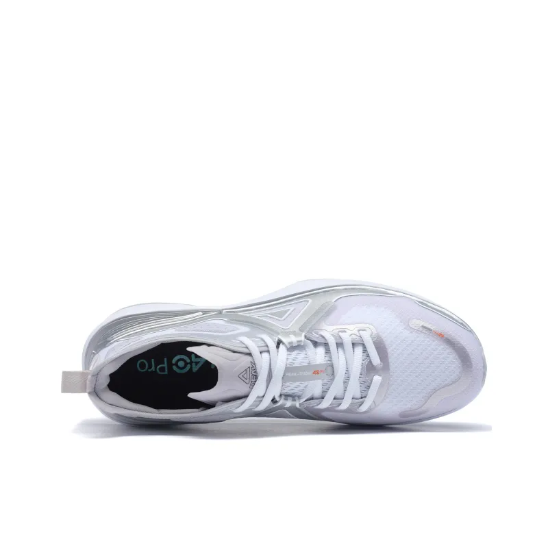 PEAK Taichi 4.0 Pro Wear-Resistant Slip-Resistant Cushioning Low-Top Running Shoes White Silver-4