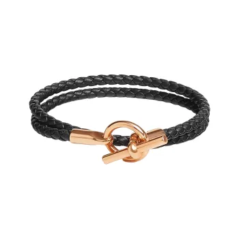 HERMES Rose Gold Plated Bangles Women's Black