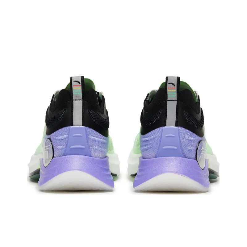 Anta Mach Pro Cushioned Slip Resistant Low Top Running Shoes Men's Green Purple Black-3