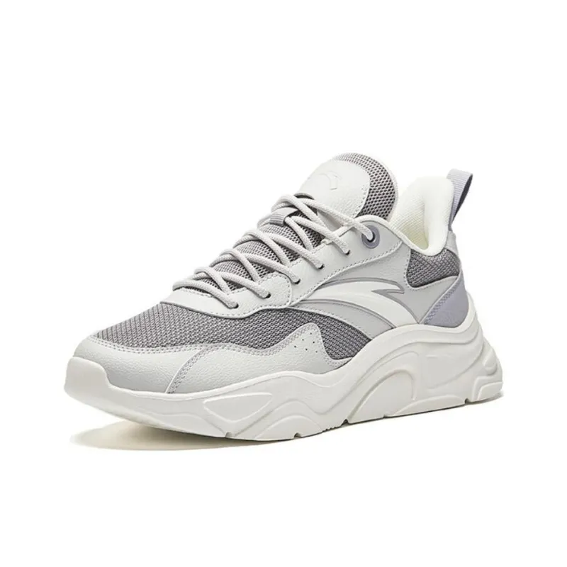 Anta Little Millennium Cushioning Wear-Resistant Low-Top Chunky Sneakers Men's White Gray-1