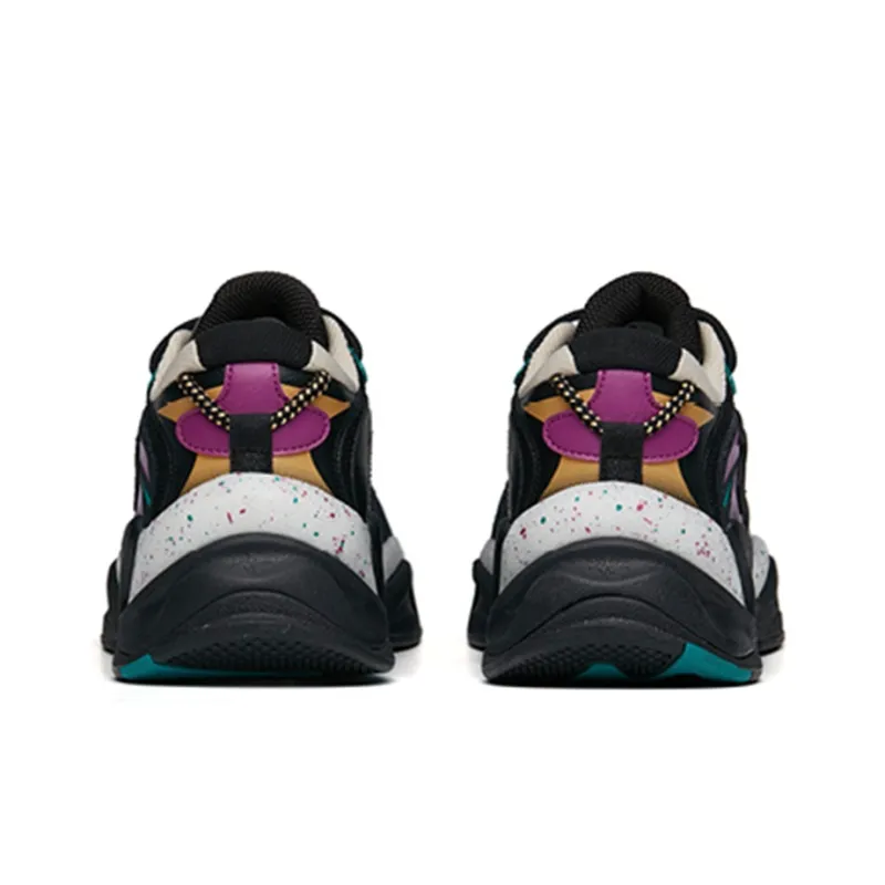 Anta Pulse Wear resistant And Lightweight Low Top Chunky Sneakers Men's Black Purple-4