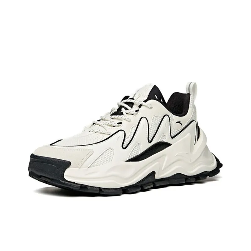 Anta Hot Cushioning Anti Slip Wear Resistant Breathability Low Top Chunky Sneakers Men's White Black-2