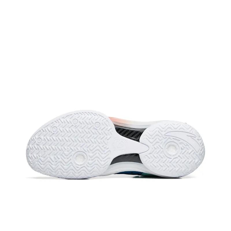 Anta Shock Wave 4 Cushioning Anti-Slip And Wear-Resistant Coverage Support Mid-Top Basketball Shoes White Blue Pink-4