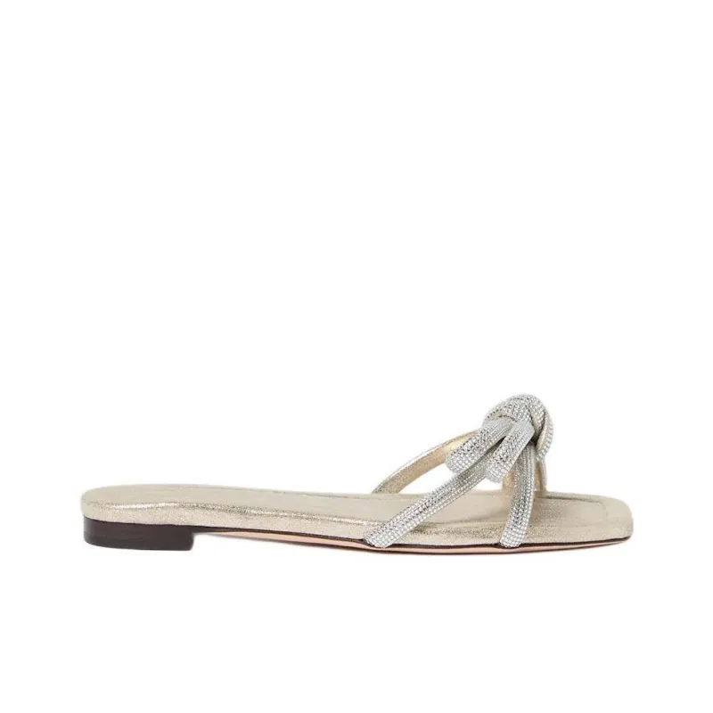 Loeffler Randall Slide Slippers Women's Gold Silver-1