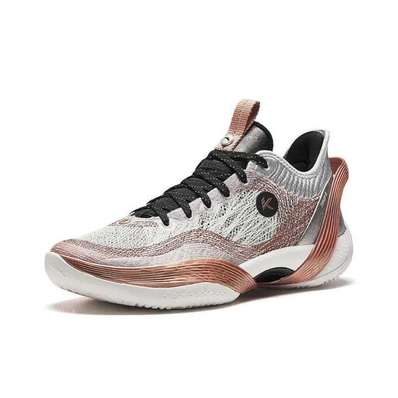 Anta Three point Rain1.0 Belief Cushioning Wear Resistant Low Top Basketball Shoes Men's Silver Copper-2