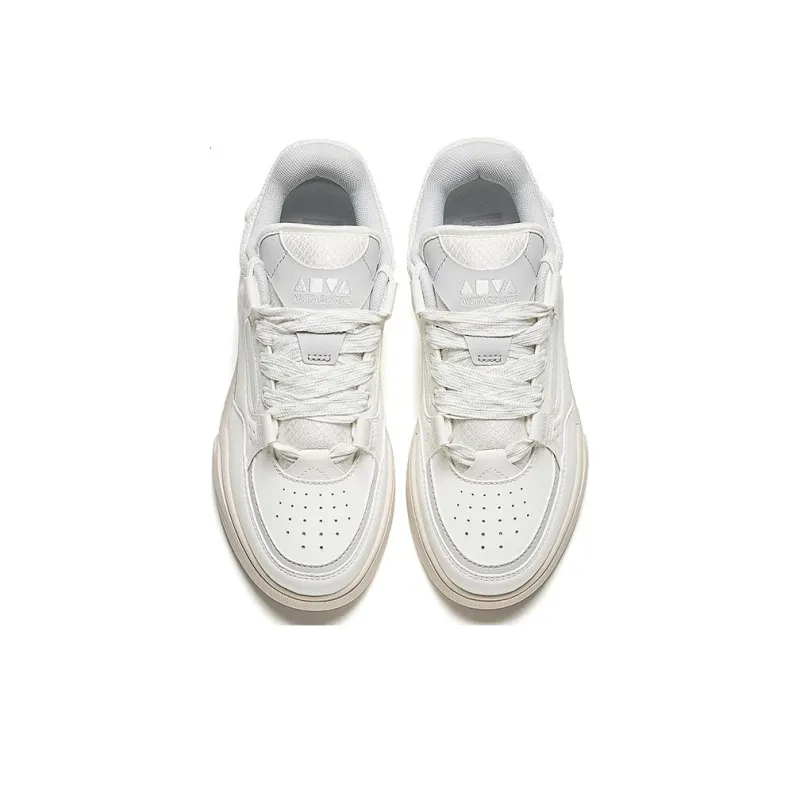 Anta Oscar Puffy Shoes Low Top Skateboard Shoes Women's Ivory White-2