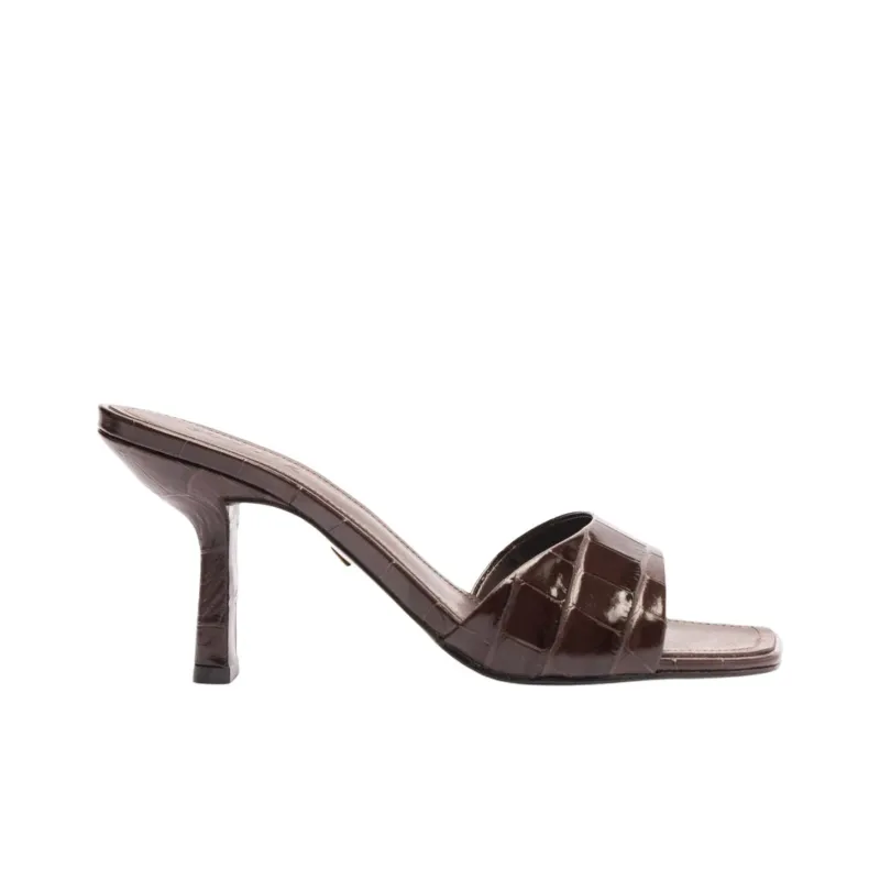 Schutz Slide Slippers 9.1cm Women's Dark Brown-1