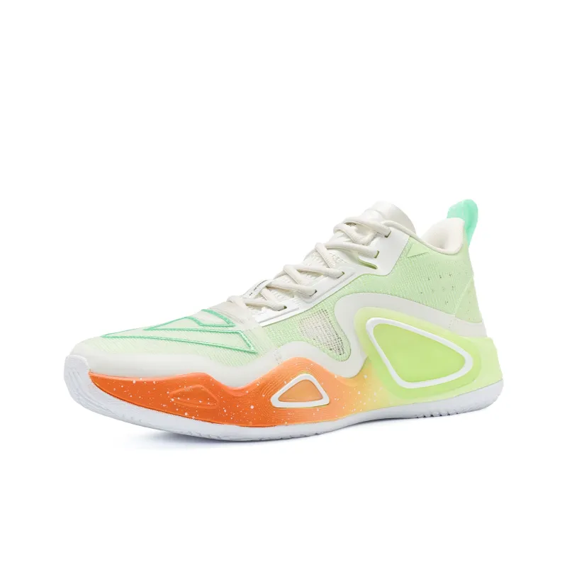 PEAK State Extreme Triangle 2.0 Wear Resistant Slip Resistant Mid Top Basketball Shoes Men's Ecru Acid Green-2