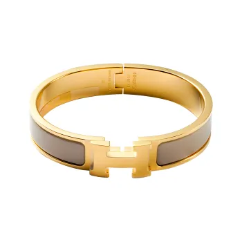 HERMES Enamel Bangles Women's Milk Tea Light Umber Gold