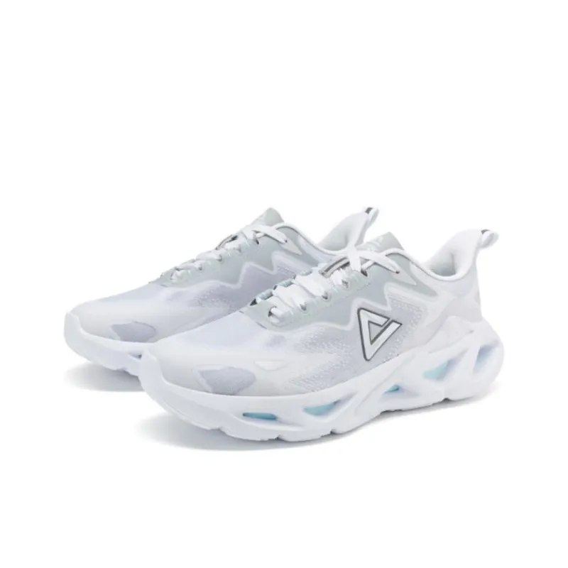 PEAK Wind Cave Anti Slip And Wear Resistant Breathable Low Top Running Shoes Men's White Gray Blue-2