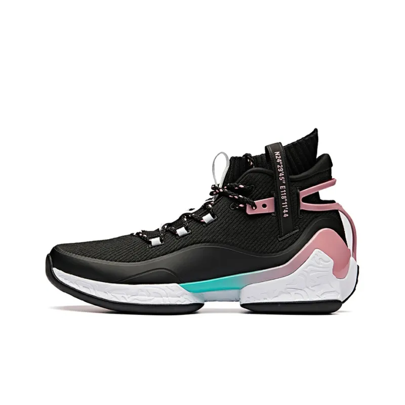 Anta UFO2.0 Irregular Shape High Top Basketball Shoes Men's Black Pink White-0